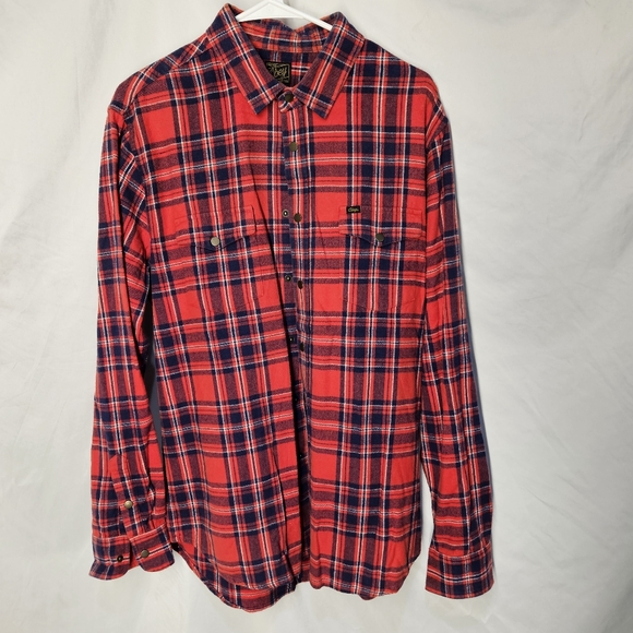 Obey Other - Obey Shirt Sz Large Button Up, Long Sleeve Snapss Pockets Plaid Red